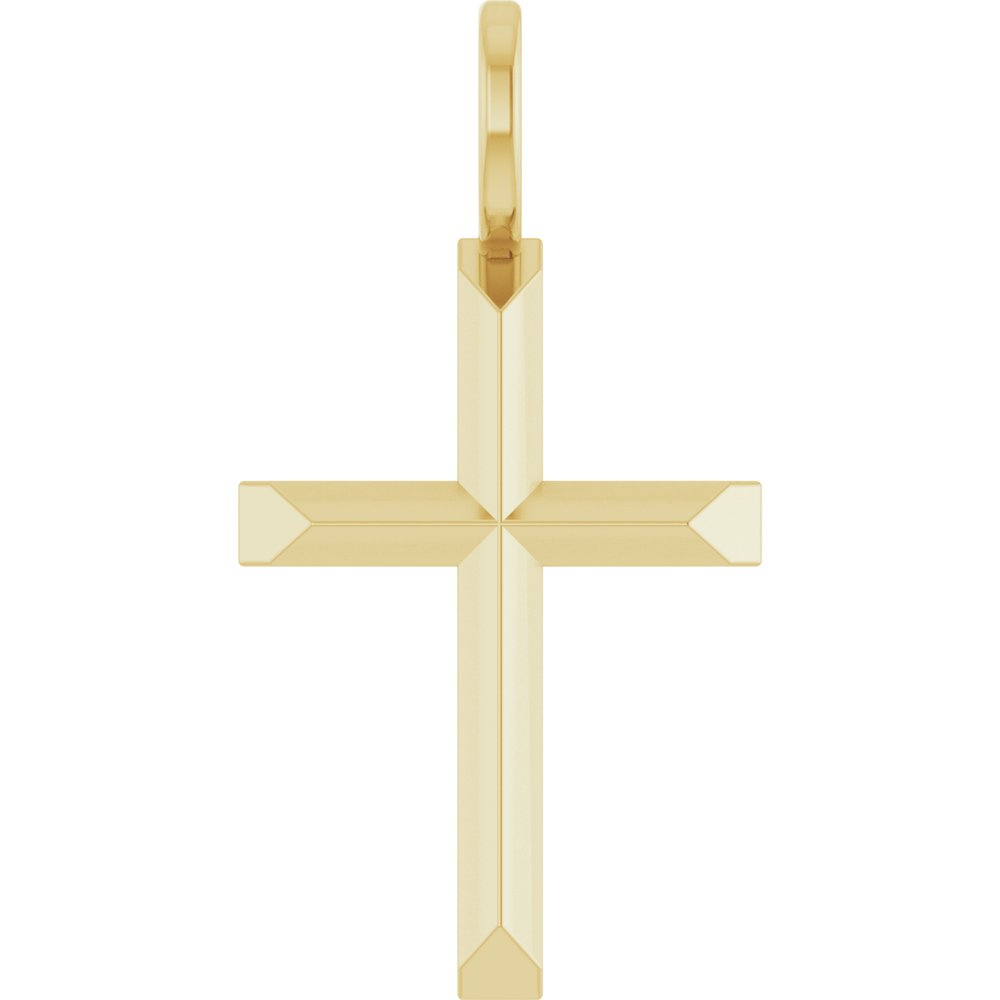 14K Yellow Knife-Edge Cross Pendant