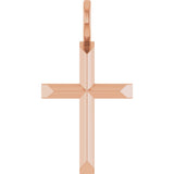 14K Rose Gold Knife-Edge Cross Charm/Pendant