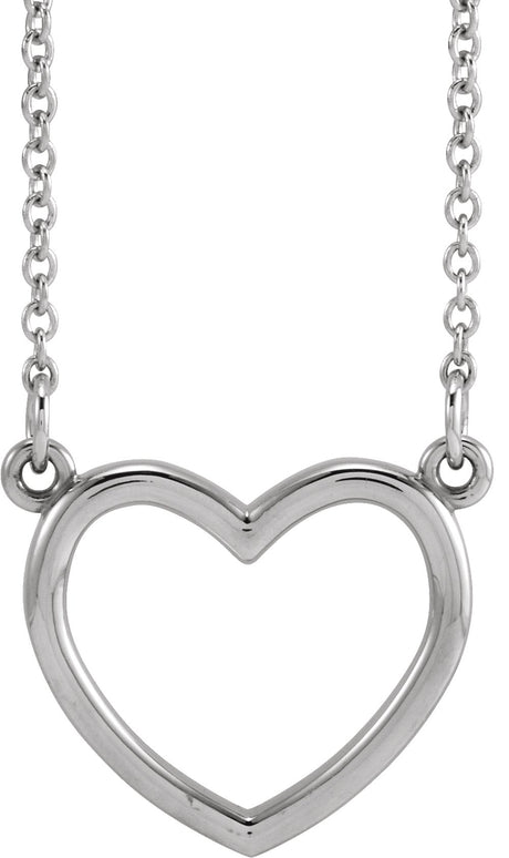 14K White Gold Heart 16" Necklace