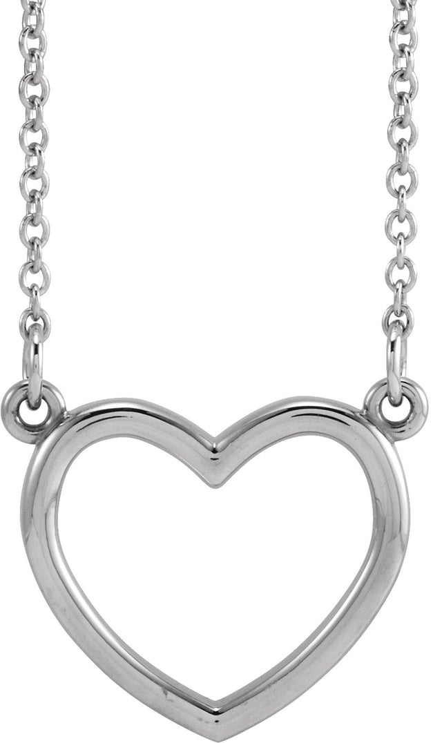 14K White Gold Heart 16" Necklace