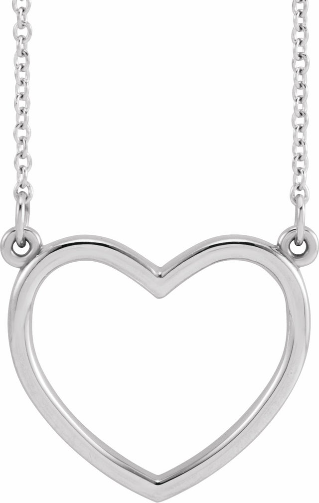 14K White Heart 16" Necklace