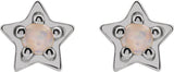 14K White Gold Natural White Opal Petite Star Earrings