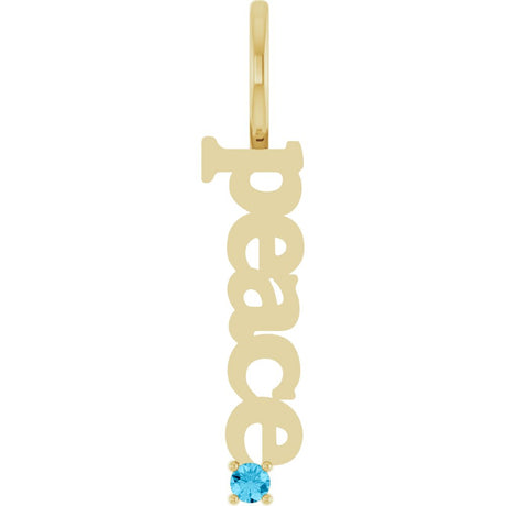 14K Yellow Natural Aquamarine Peace Charm/Pendant