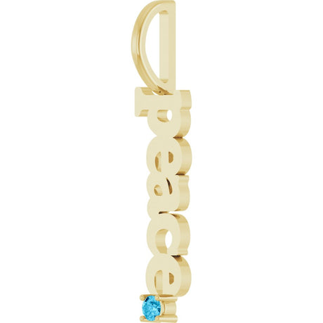 14K Yellow Natural Aquamarine Peace Charm/Pendant