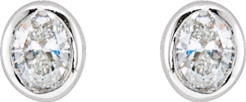 14K White 1/10 CTW Lab-Grown Diamond Bezel-Set Earrings