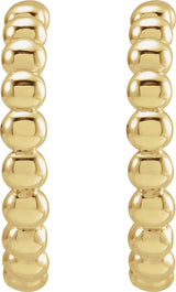 14K Yellow Beaded 17 mm Hoop Earrings