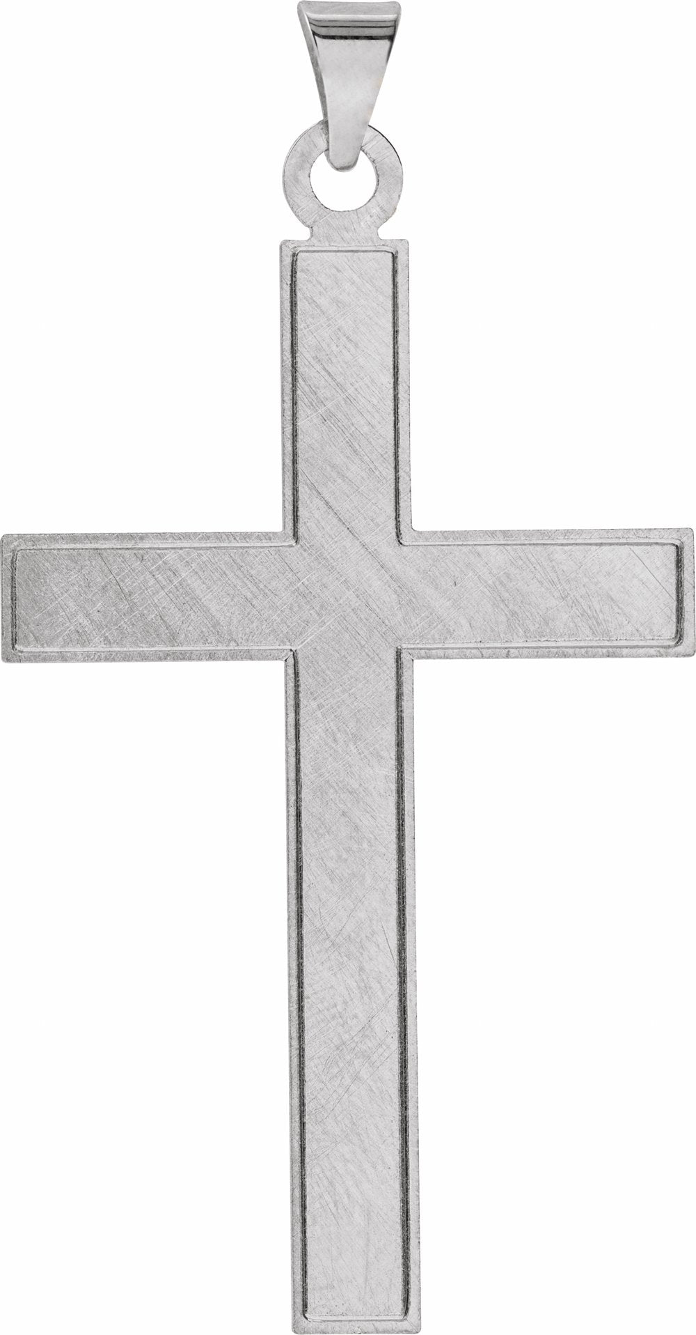 14K White 42x25 mm Cross Pendant