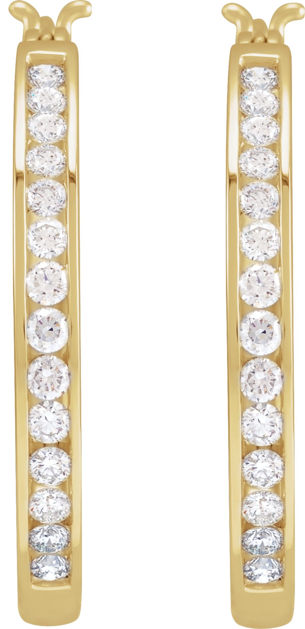 14K Yellow 1/2 CTW Natural Diamond Hoop Earrings