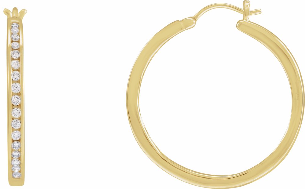 14K Yellow 1/2 CTW Natural Diamond Hoop Earrings