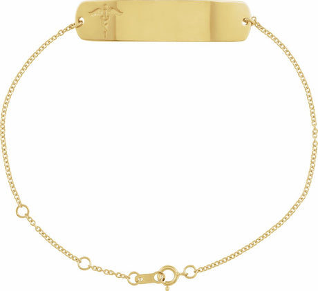 14K Yellow Gold Engravable Medical Identification 6 1/2-7 1/2" Bracelet