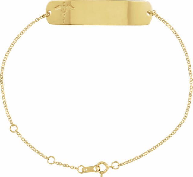 14K Yellow Gold Engravable Medical Identification 6 1/2-7 1/2" Bracelet