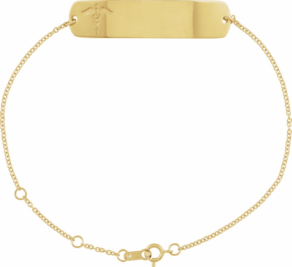 14K Yellow Gold Engravable Medical Identification 6 1/2-7 1/2" Bracelet