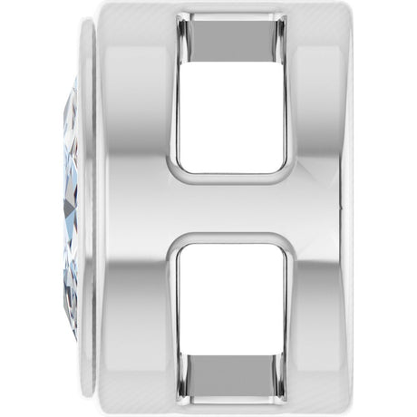 14K White Gold 1/10 CT Rose-Cut Natural Diamond Slide Pendant
