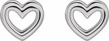 14K White Heart Earrings