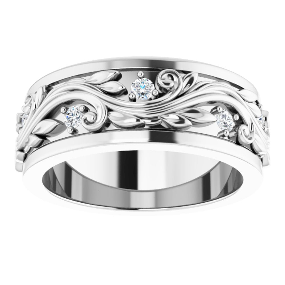 14K White 1/6 CTW Natural Diamond Band