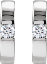 14K White Gold 1/3 CTW Lab-Grown Diamond Hinged Huggie Earrings