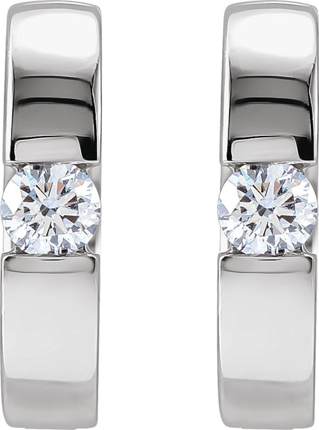 14K White Gold 1/3 CTW Lab-Grown Diamond Hinged Huggie Earrings