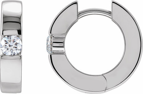 14K White Gold 1/3 CTW Lab-Grown Diamond Hinged Huggie Earrings