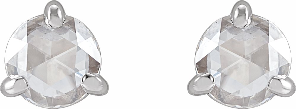 14K White 5 mm Rose-Cut Lab-Grown Moissanite Stud Earrings