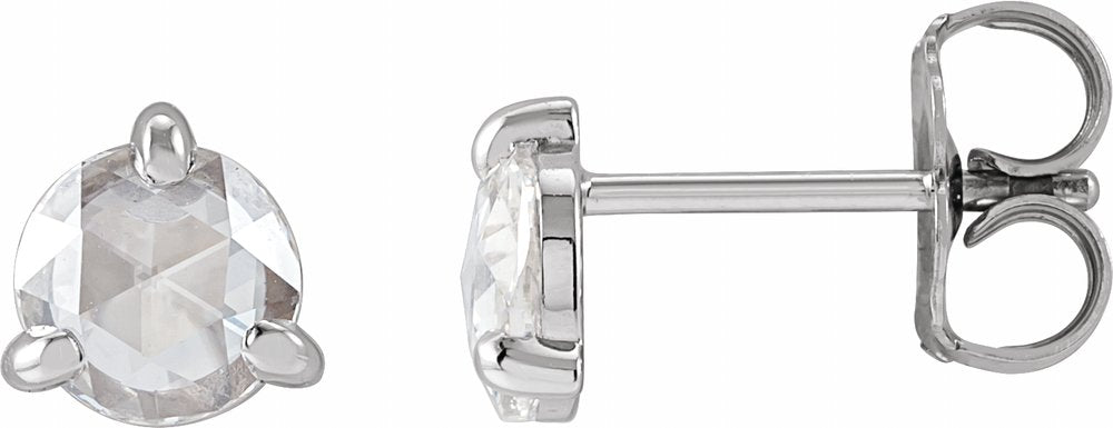 14K White Gold 5 mm Rose-Cut Lab-Grown Moissanite Stud Earrings