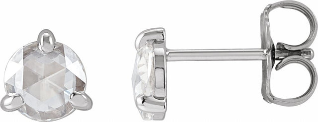14K White Gold 5 mm Rose-Cut Lab-Grown Moissanite Stud Earrings