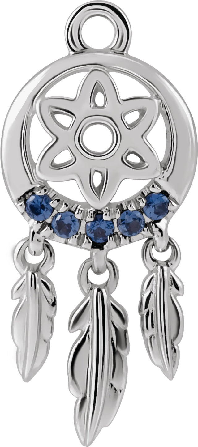 14K White Petite Pavé™ Natural Blue Sapphire Dream Catcher Dangle