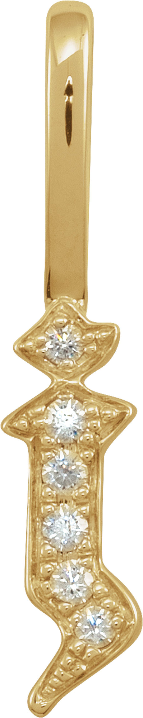 14K Yellow .035 CTW Natural Diamond Gothic Initial J Charm/Pendant