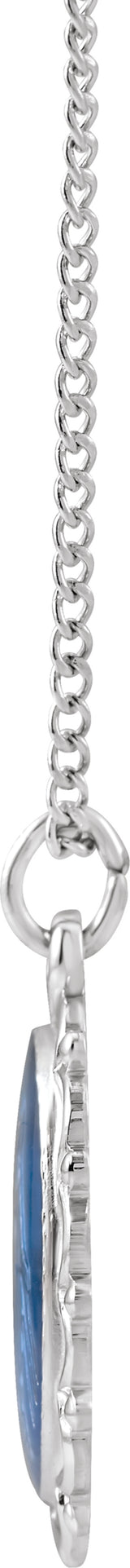 Sterling Silver 15x12 mm Oval Miraculous 18" Necklace