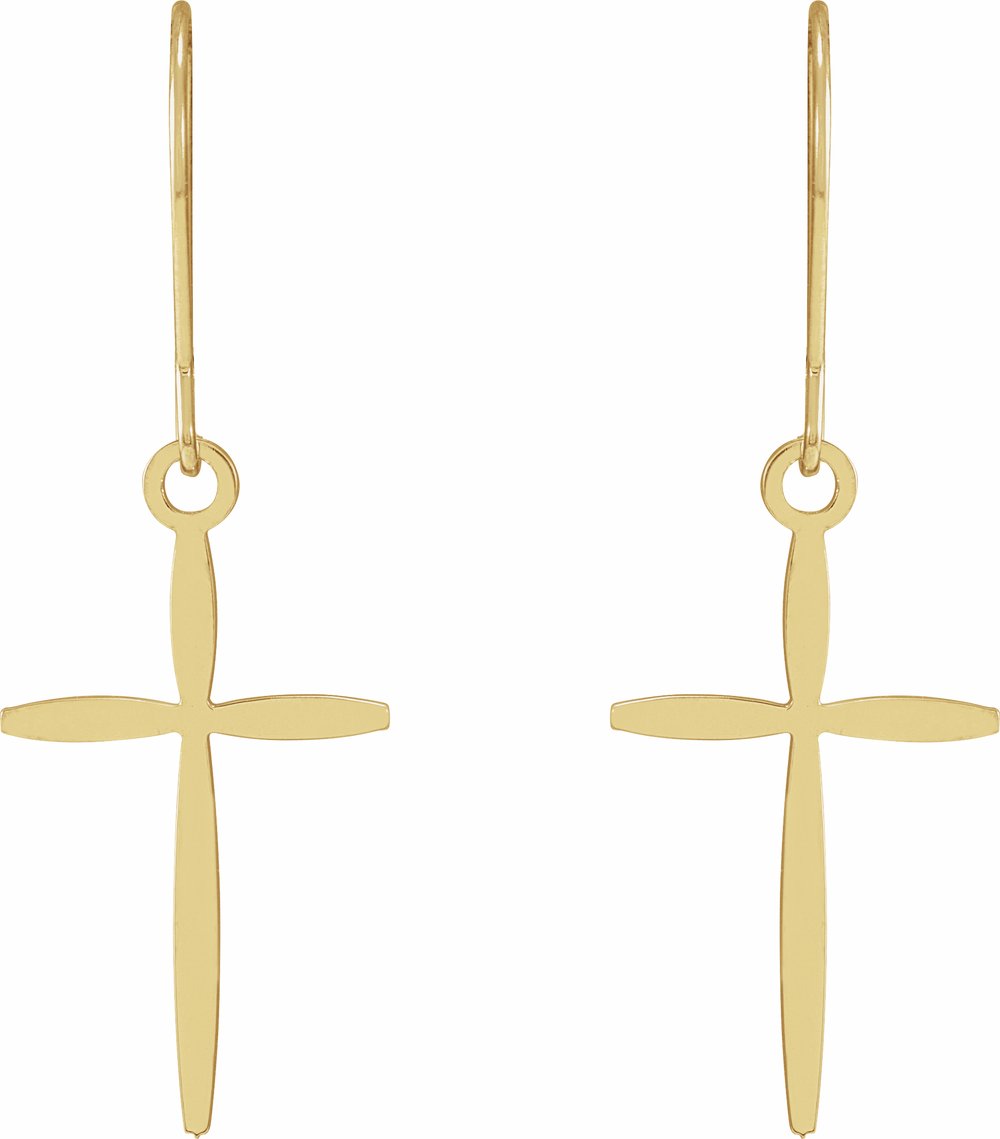 14K Yellow Cross Earrings