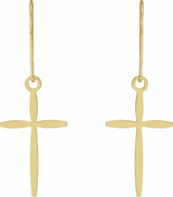 14K Yellow Cross Earrings