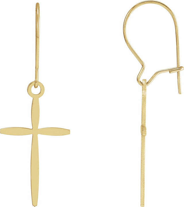 14K Yellow Cross Earrings