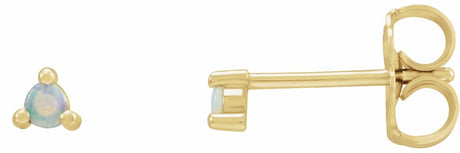 14K Yellow Gold 3 mm Round Natural White Opal Earrings