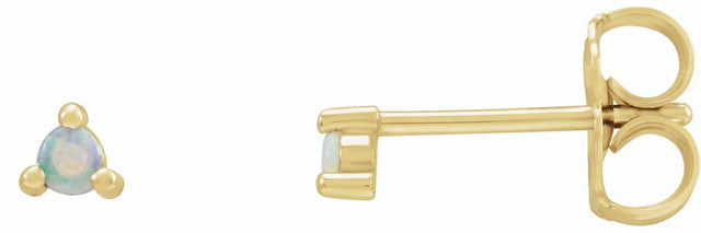 14K Yellow Gold 3 mm Round Natural White Opal Earrings