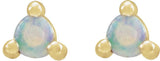 14K Yellow Gold 3 mm Round Natural White Opal Earrings