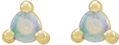 14K Yellow 3 mm Round Natural White Opal Earrings