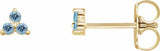 14K Yellow Gold Natural Aquamarine Three Stone Earrings