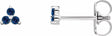14K White Gold Natural Blue Sapphire Three Stone Earrings