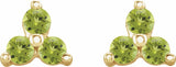 14K Yellow Natural Peridot Three Stone Earrings