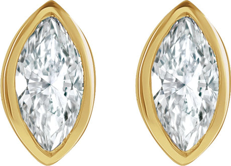 14K Yellow Gold 1/10 CTW Natural Diamond Solitaire Bezel-Set Earrings