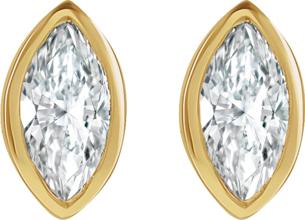 14K Yellow Gold 1/8 CTW Natural Diamond Solitaire Bezel-Set Earrings