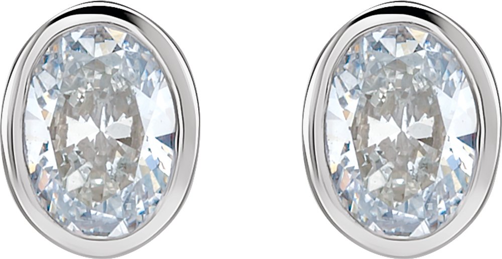 14K White 1/5 CTW Lab-Grown Diamond Bezel-Set Earrings