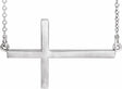 14K White 28x16.2 mm Sideways Cross 16-18" Necklace
