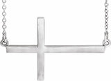 14K White 28x16.2 mm Sideways Cross 16-18" Necklace