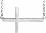 14K White Gold 28x16.2 mm Sideways Cross 16-18" Necklace