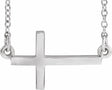 14K White Gold 17x9 mm Sideways Cross 16-18" Necklace