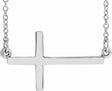 14K White Gold 22x11.5 mm Sideways Cross 16-18" Necklace