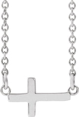 Sterling Silver 12x5.9 mm Sideways Cross 16-18" Necklace