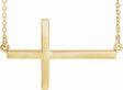 14K Yellow Gold 28x16.2 mm Sideways Cross 16-18" Necklace