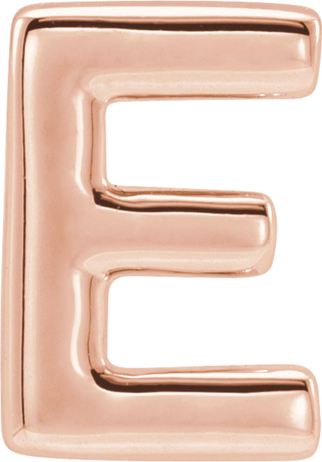 14K Rose Block Initial E Slide Pendant