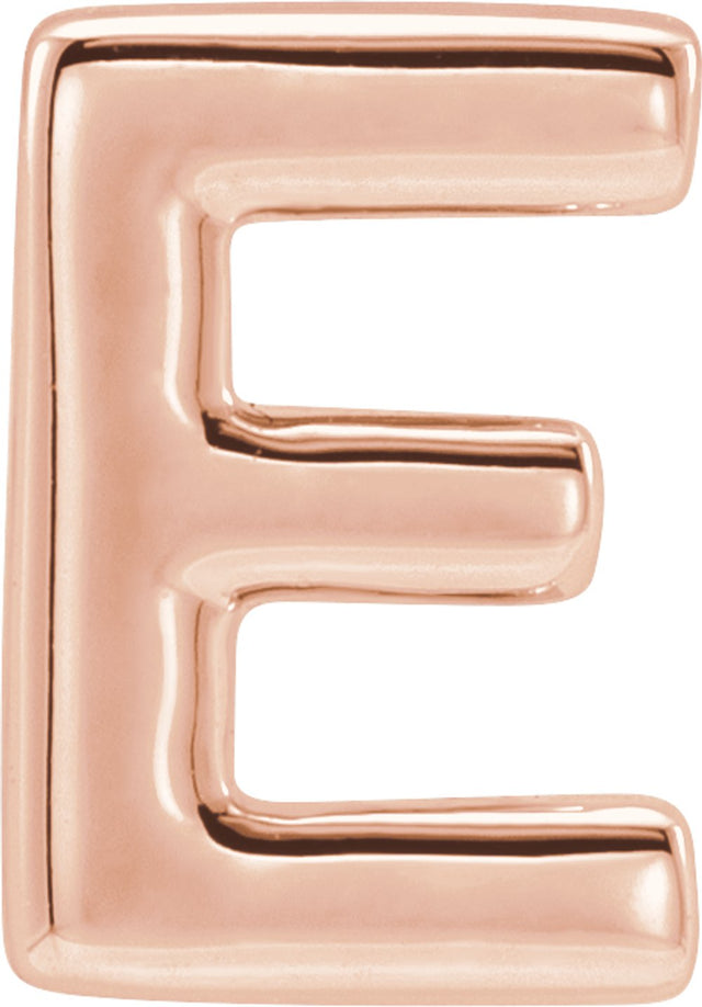 14K Rose Block Initial E Slide Pendant